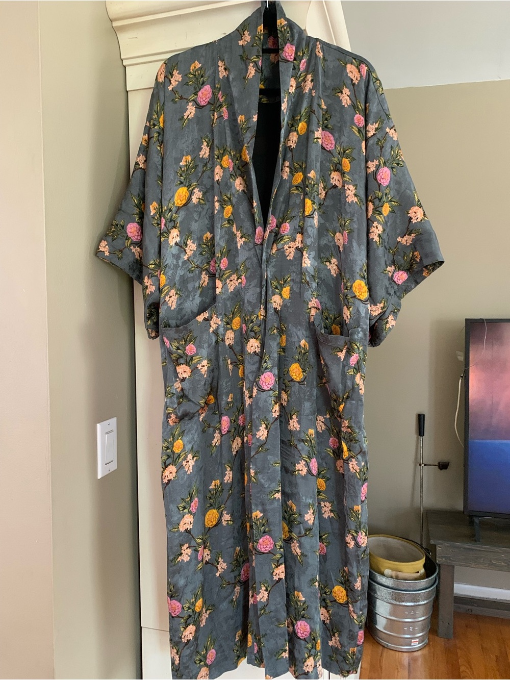 Topshop Kimono/Duster Greys Pinks and orange floral